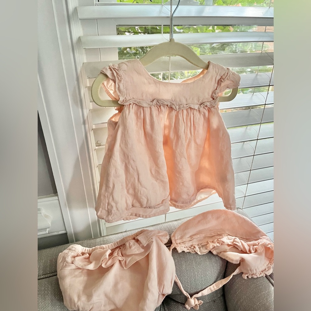 Linen blend 3 piece baby outfit